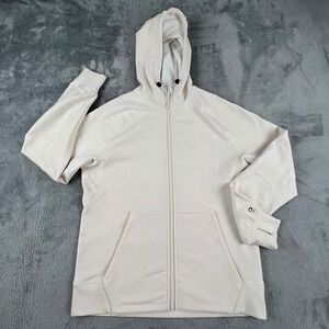 ALWRLD Mens Cream Full Zip Hoodie Wool Blend Jacket Athletic Fleece Size Medium